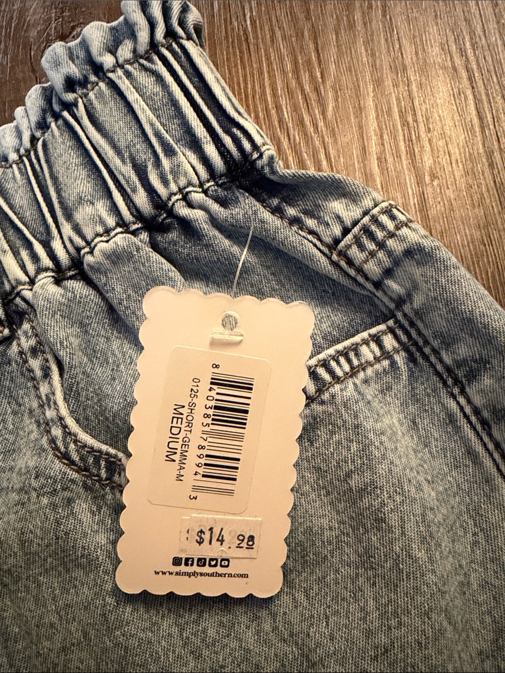 Simply Southern Light Wash Paperbag Waist Denim Shorts - Picture 3 of 5